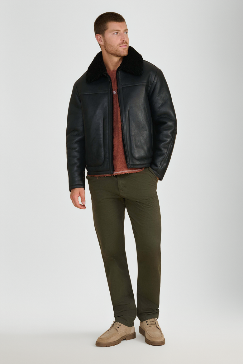 Christopher Shearling Jacket, Alternate, color, Black