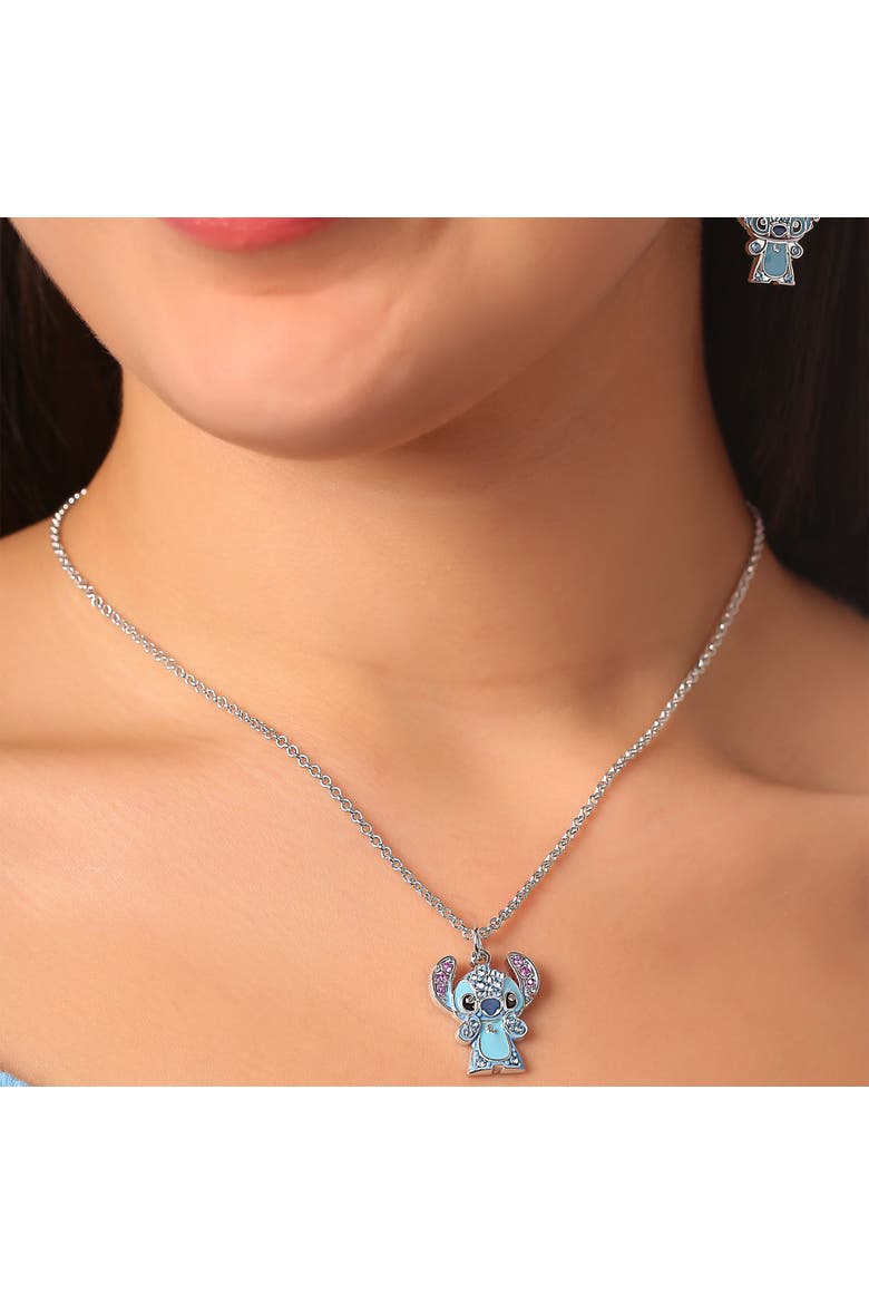 Lilo & Stitch Pave Crystal Pendant Necklace, Alternate, color, Silver, blue