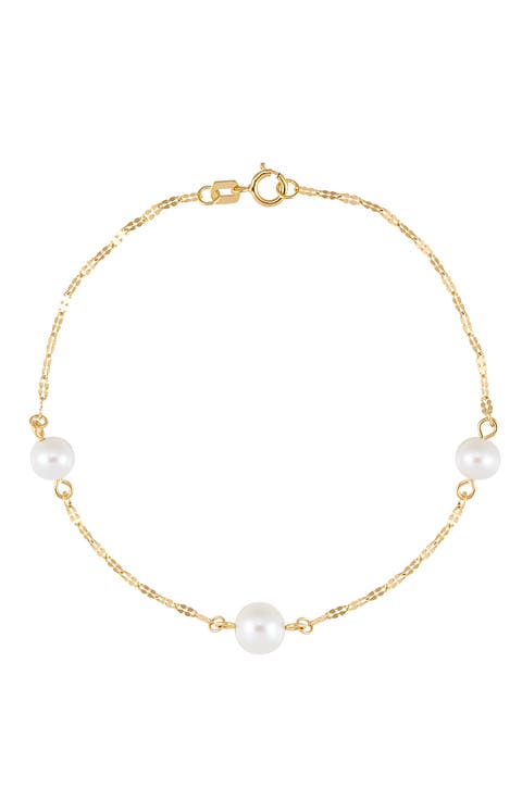 5-7mm Cultured Freshwater Pearl Station Bracelet