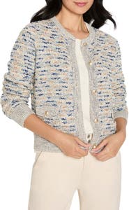 NIC+ZOE Always Shining Metallic Cotton Blend Cardigan