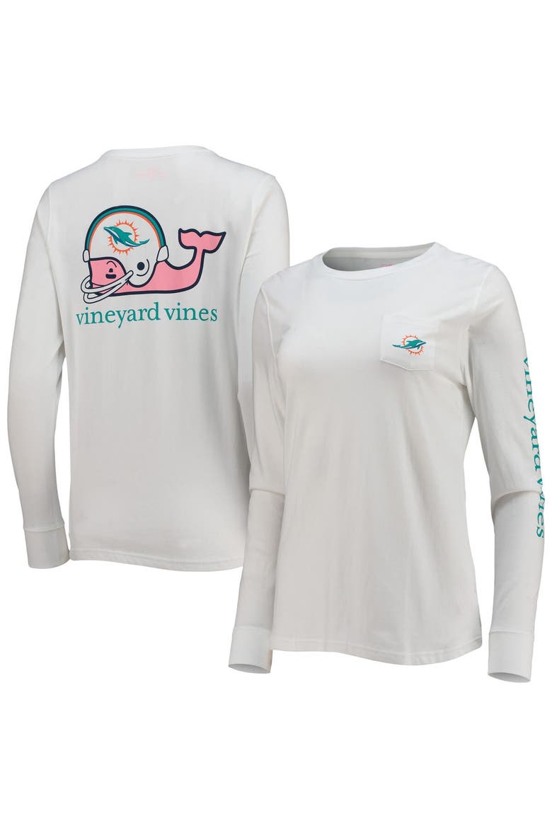 Women's Vineyard Vines White Miami Dolphins Helmet Long Sleeve T-Shirt, Main, color, White