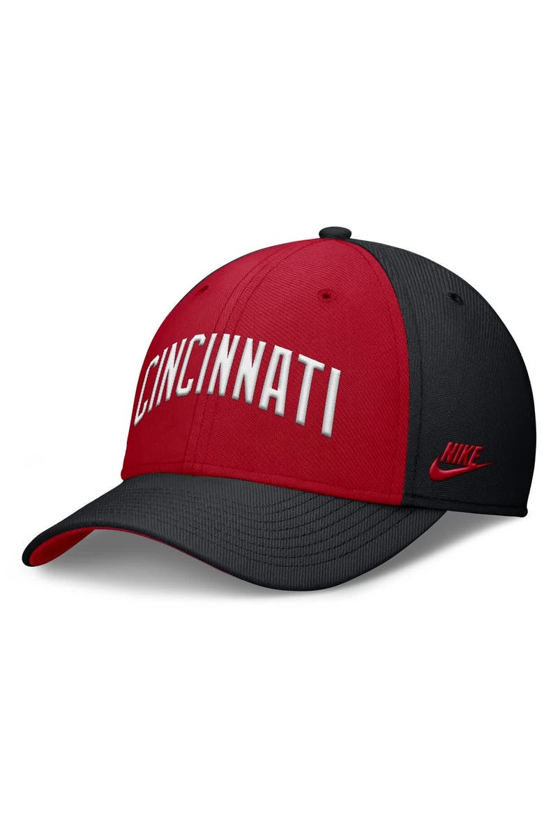 Nike Men's Nike Black/Red Cincinnati Reds Rise Swoosh Performance Flex Hat, Alternate, color, Black