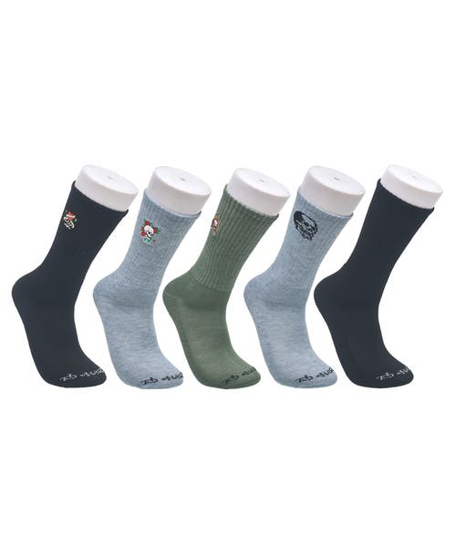 Ed Hardy Embroidery Half Cushion Crew Sock 5-pack In Multi