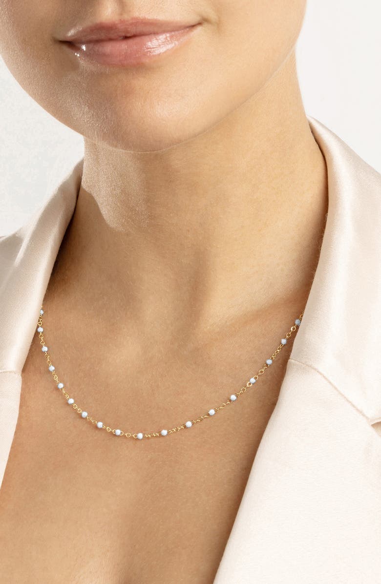 ES JEWELRY Enamel Station Chain Necklace, Alternate, color, White