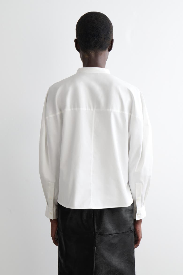 Collarless Cotton Shirt, Alternate, color, WHITE