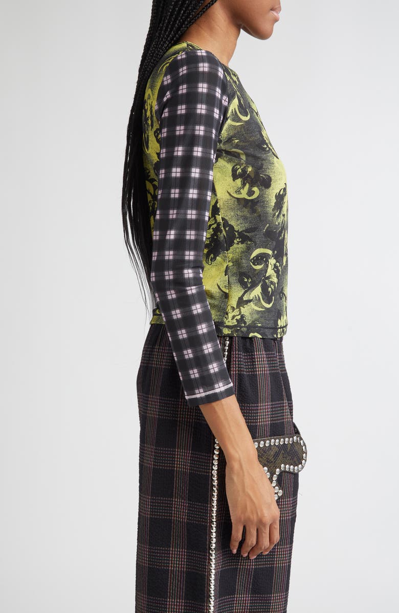 Chopova Lowena Starlight Mixed Print Mesh Top, Alternate, color,