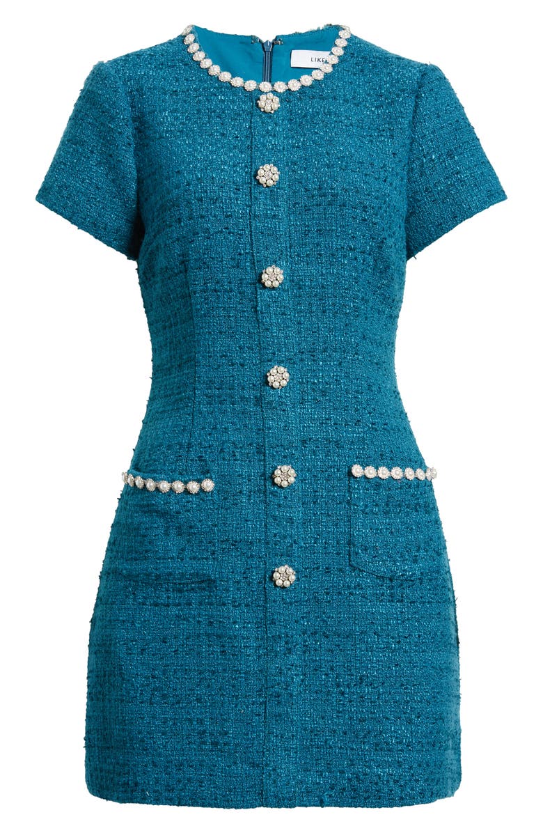 LIKELY Alani Imitation Pearl & Rhinestone Detail Tweed Minidress, Alternate, color, 