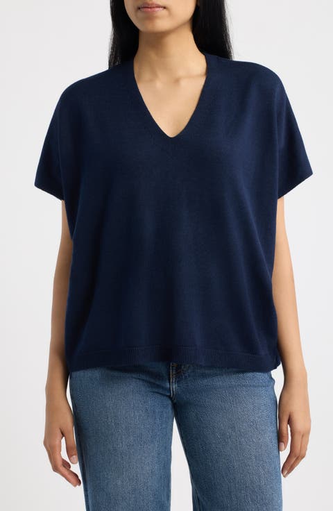 V-Neck Short Sleeve Boxy Sweater