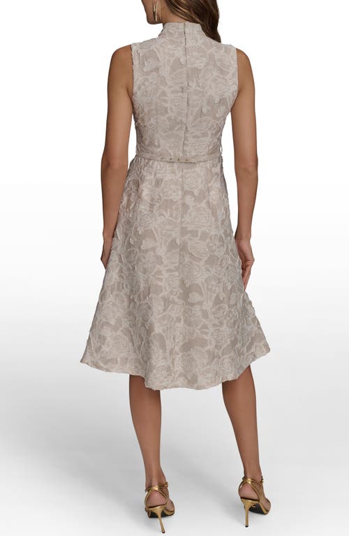 Donna Karan New York Floral Sleeveless Flare Dress In Neutral