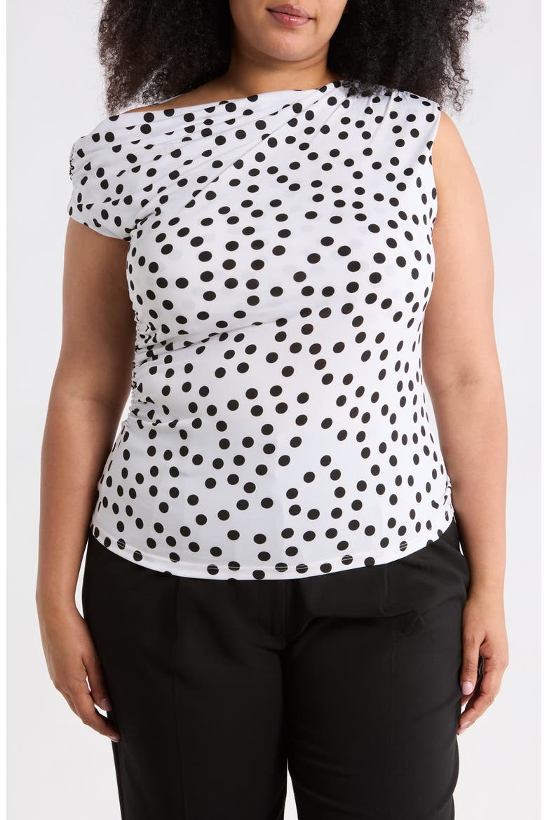 Asymmetric One-Shoulder Top, Main, color, WHITE/ BLACK