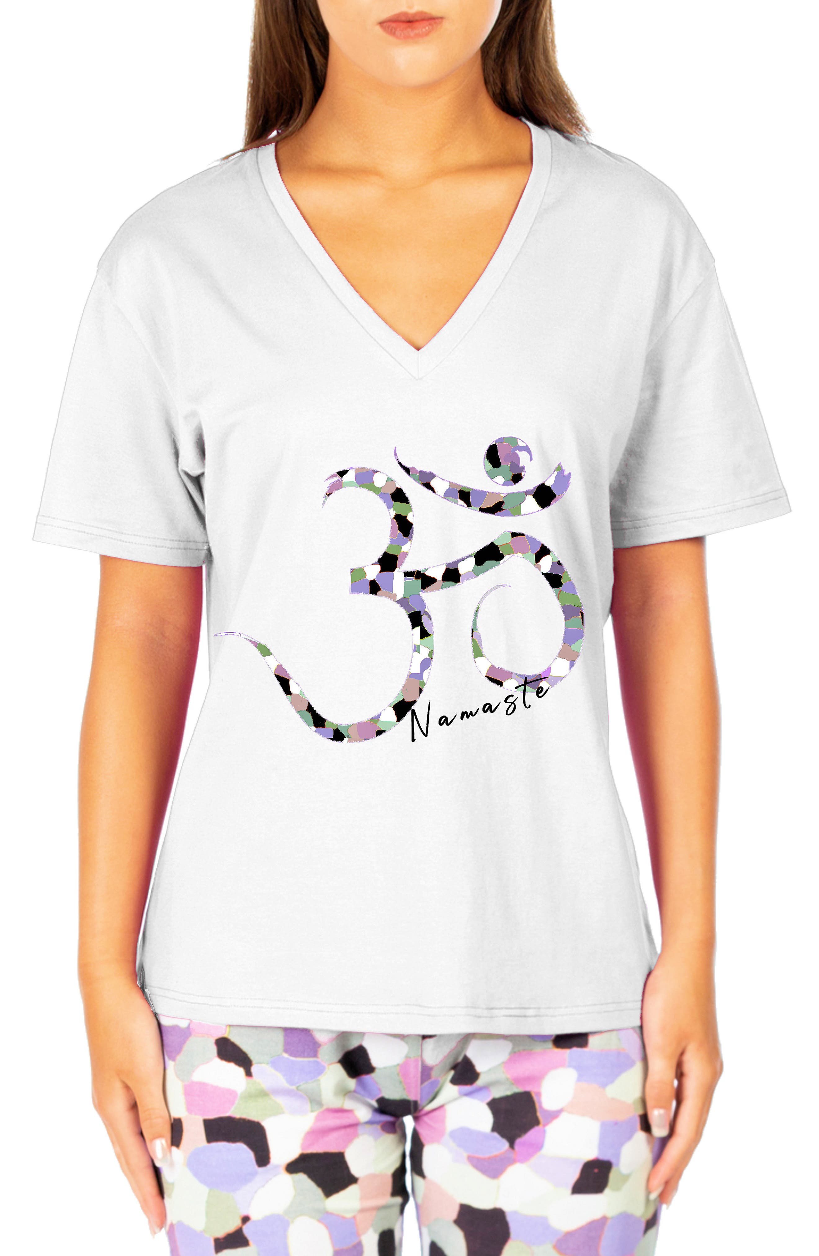 Dai Moda Oversize V-Neck T-Shirt in White 