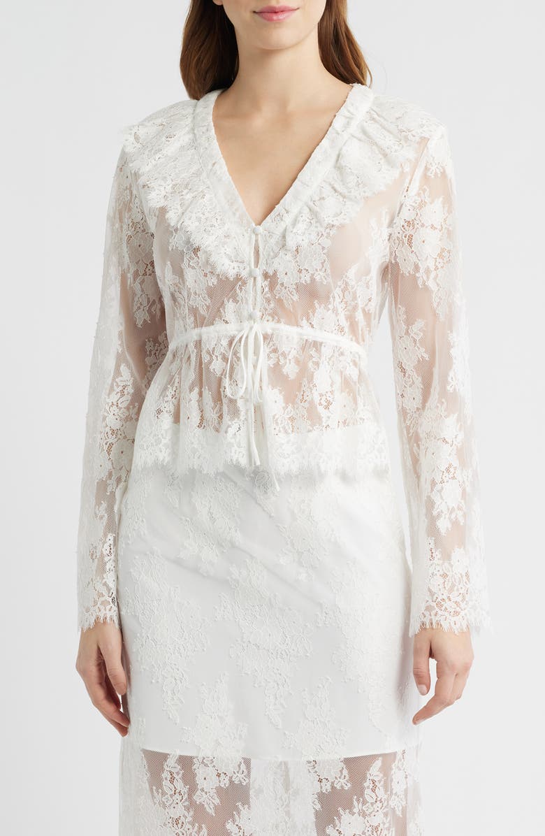 Hill House Home The Zoya Sheer Lace Top, Main, color, White