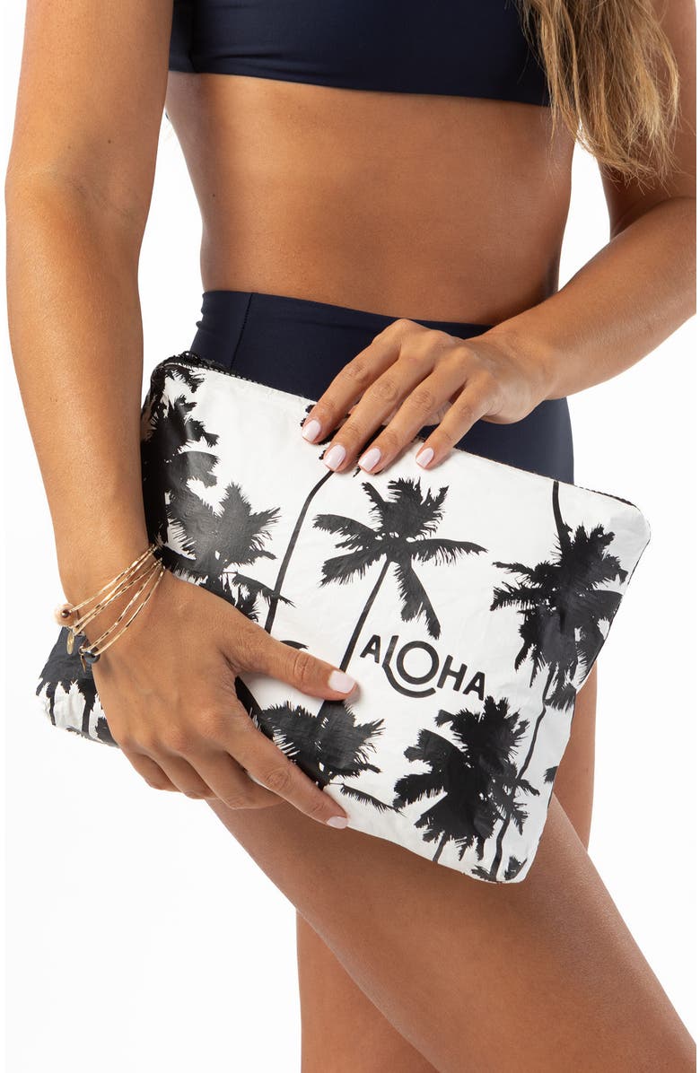 Aloha Collection Mid Coco Palms Water Resistant Tyvek<sup>®</sup> Zip Pouch, Alternate, color,