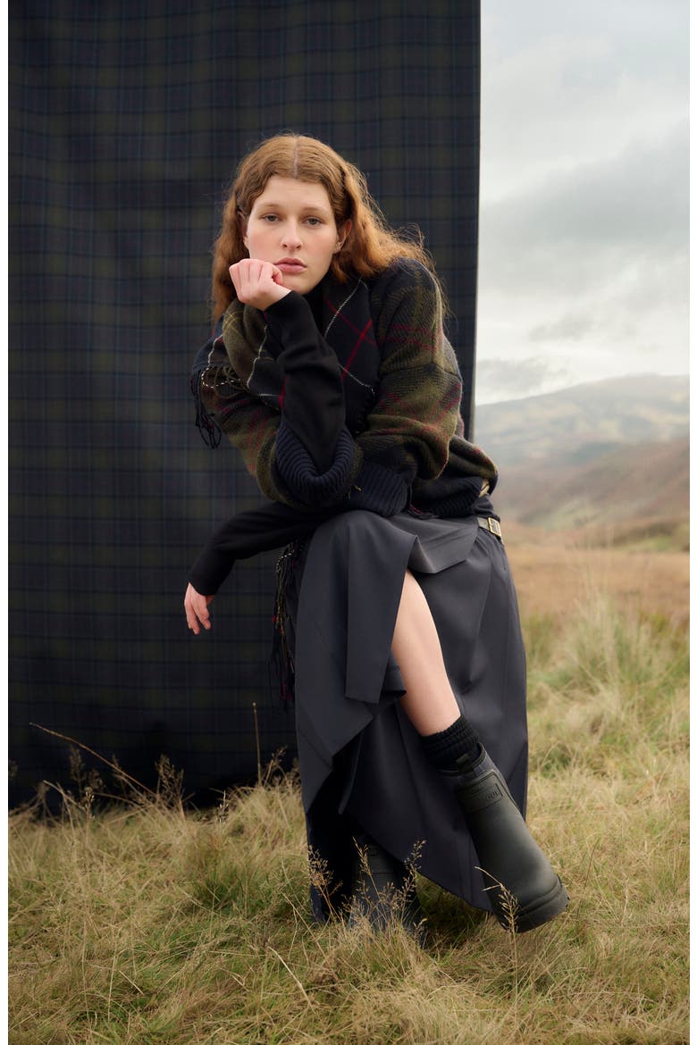 Shae V-Neck Wool Blend Sweater, Alternate, color, SHADOW CLASSIC TARTAN