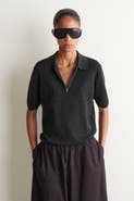 COS Merino Wool Zip-up Polo Shirt