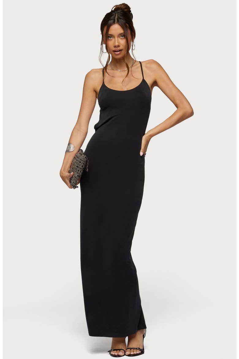 Zhuri Ring Backless Maxi Dress, Alternate, color, BLACK