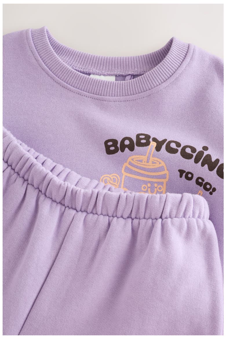 Kids' Babyccino To Go Sweatshirt & Sweatpants Set, Alternate, color, PURPLE