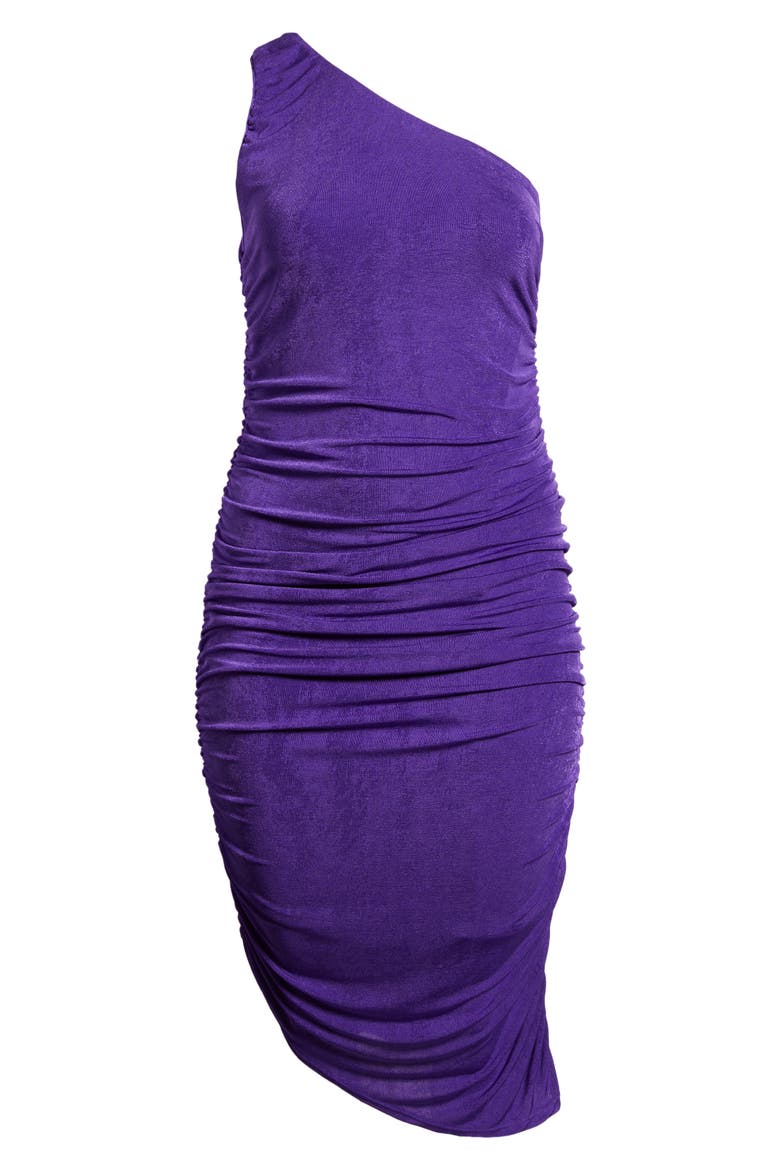 One-Shoulder Asymmetric Body-Con Midi Dress, Alternate, color, PURPLE