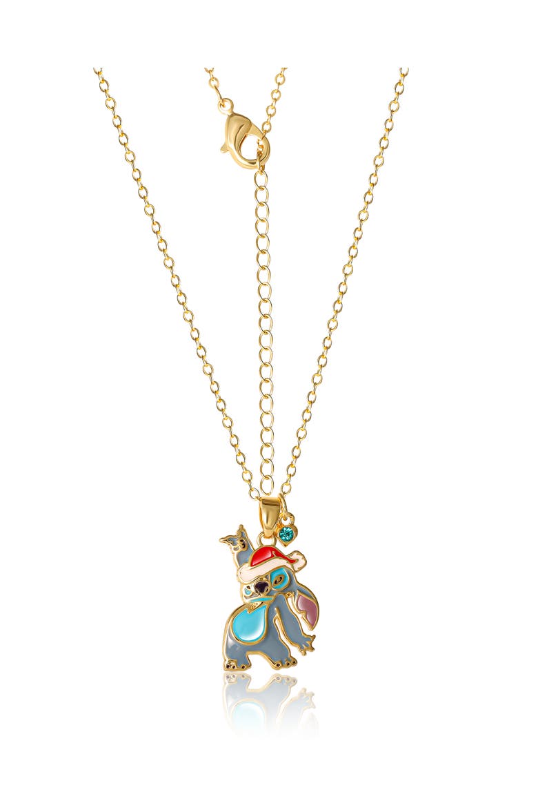 Lilo and Stitch Yellow Gold Flash Plated Pendant Necklace, Alternate, color, Gold, blue