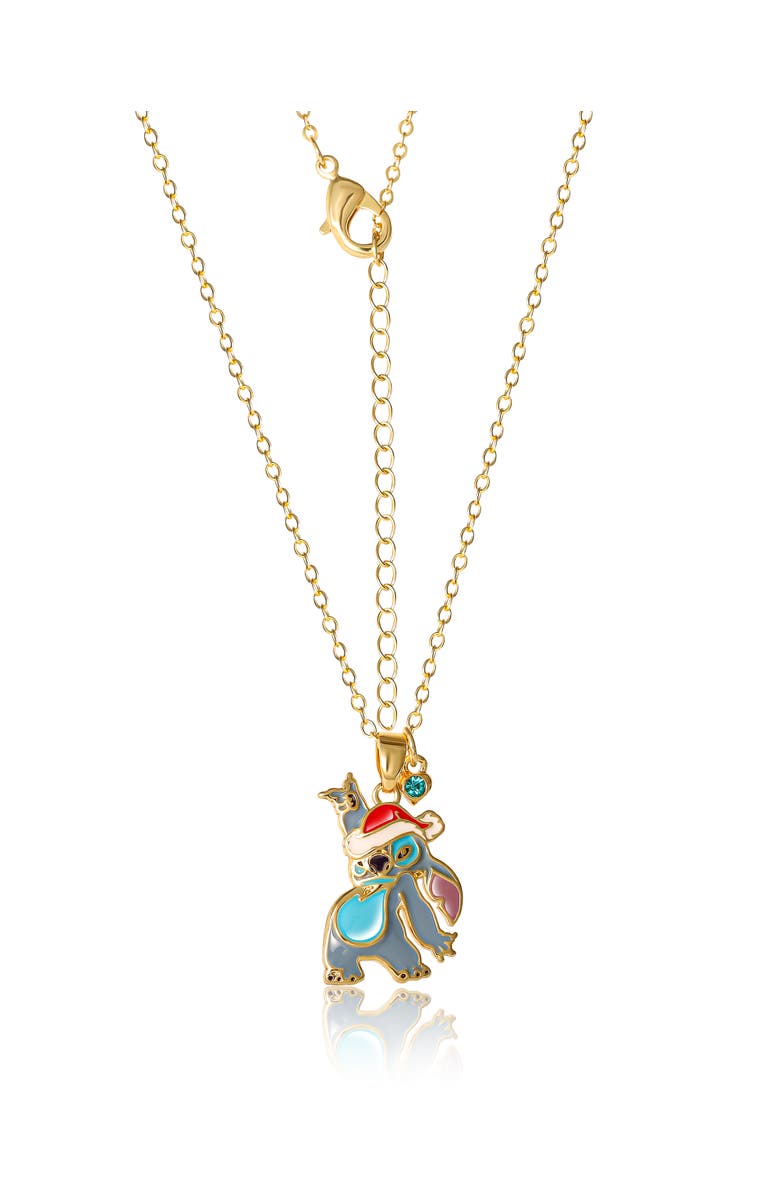 Disney Lilo and Stitch Yellow Gold Flash Plated Pendant Necklace, Alternate, color, Gold, Blue
