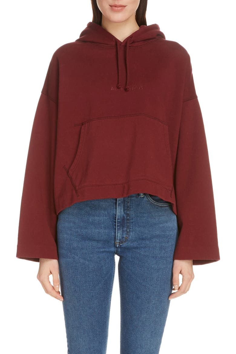 Joghy Embossed Logo Crop Hoodie, Main, color, CHOCOLATE BROWN