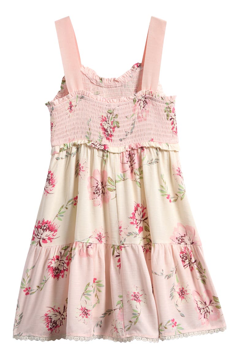 Kids' Tie Shoulder Smocked Sundress, Alternate, color, BLUSH MULTI