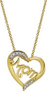 LuvMyJewelry Chic Mom Heart Diamond Pendant Necklace in 10K Yellow Gold