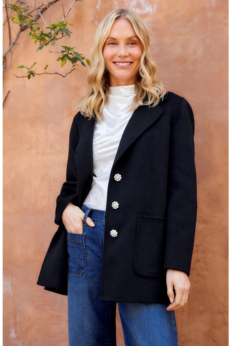 Oversize Brushed Blazer, Alternate, color, BLACK