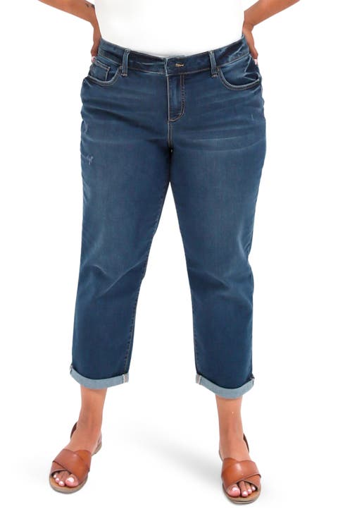 Mid Rise Crop Boyfriend Jeans (Kennedi) (Plus)