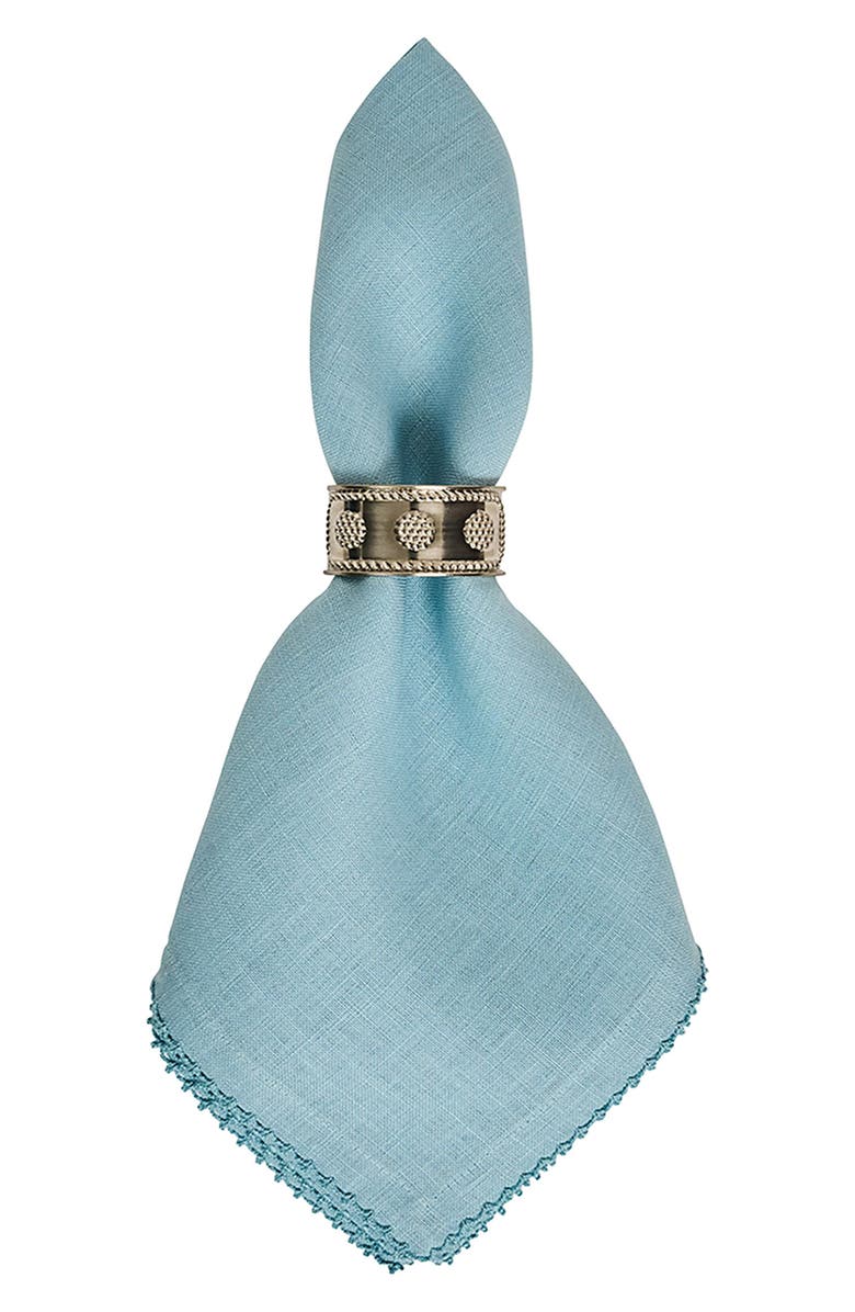 Juliska Set of 4 Berry Scallop Linen Napkins, Alternate, color, Light Blue