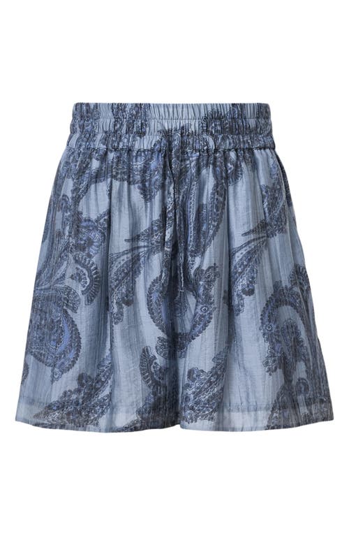 Allsaints Isla Print Drawstring Shorts In Blue