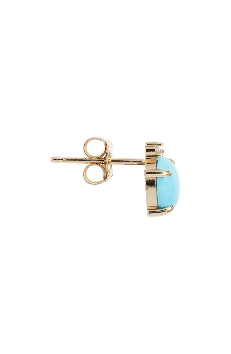 Poppy Finch Turquoise Diamond Stud Earrings, Alternate, color, Blue/ 14K Yellow Gold