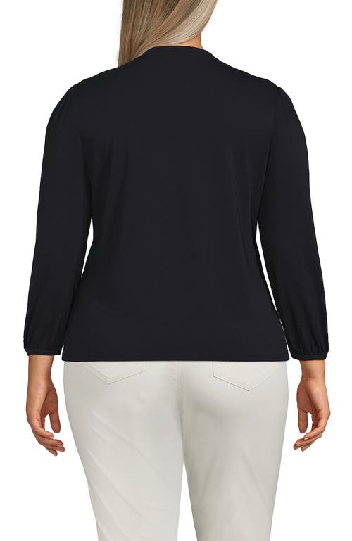 Lands' End Lightweight Jersey Button Pintuck Top In Black