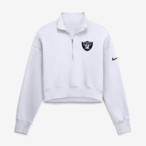 Women's Nike White Las Vegas Raiders Oversized Phoenix Fleece Cropped Quarter-Zip Sweatshirt