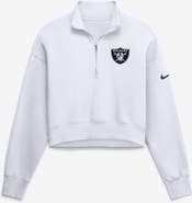 Nike Women's Nike White Las Vegas Raiders Oversized Phoenix Fleece Cropped Quarter-Zip Sweatshirt