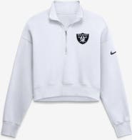 Nike Women's Nike White Las Vegas Raiders Oversized Phoenix Fleece Cropped Quarter-Zip Sweatshirt