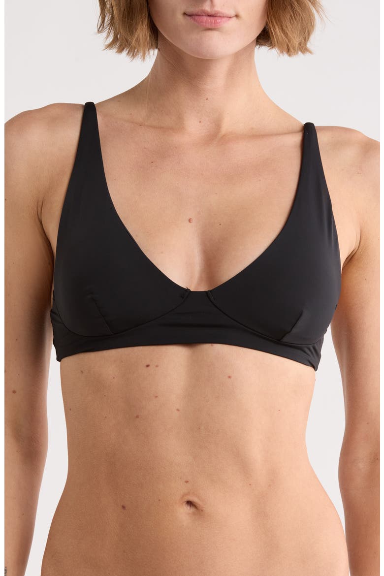 Sol Searcher Cami Plunge Bikini Top, Main, color, BLACK PEBBLE