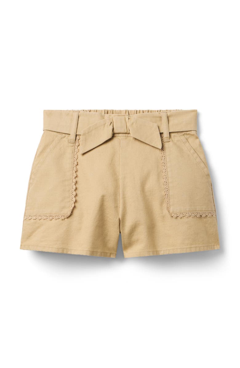 Janie and Jack The Bow Lace Trim Short, Main, color, Beige