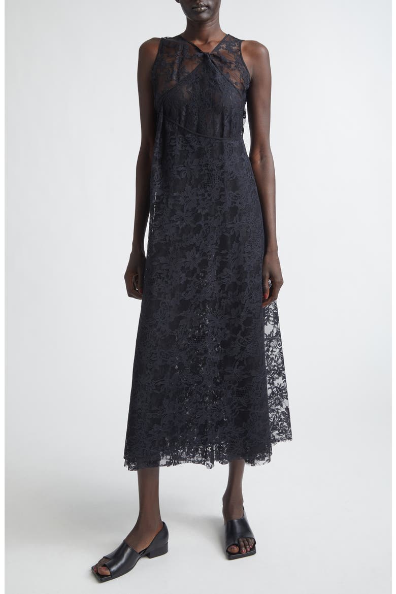 Nylon Raschel Lace Dress, Main, color, BLACK