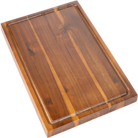 Eldridge Large Handcrafted Acacia Wood Grain Thick Reversible Cutting Board with Juice Grooves