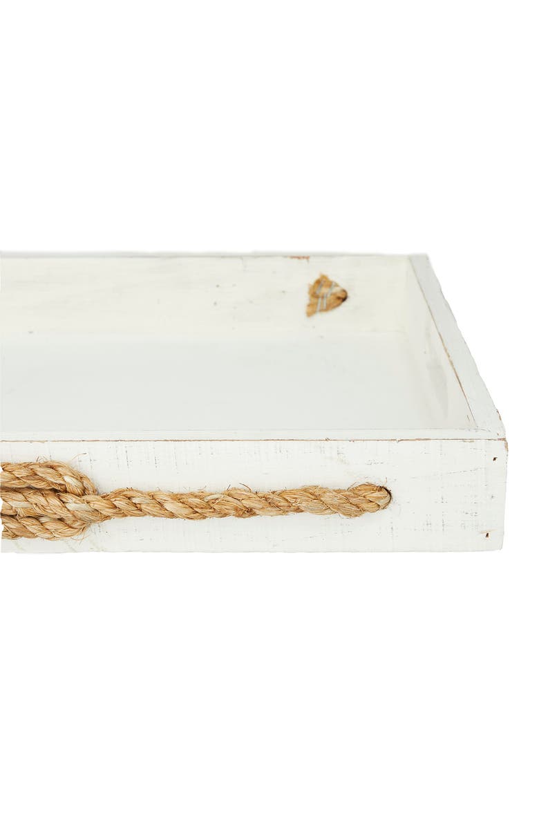 WILLOW ROW Wood Tray with Rope Accent - Set of 2, Alternate, color,