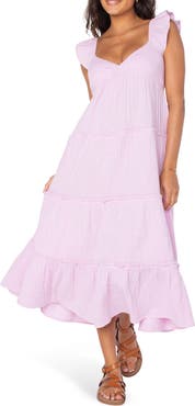 Roxy Palmy Days Tiered Cotton Midi Dress