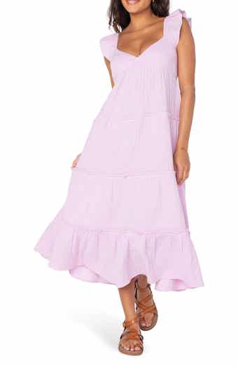 Palmy Days Tiered Cotton Midi Dress