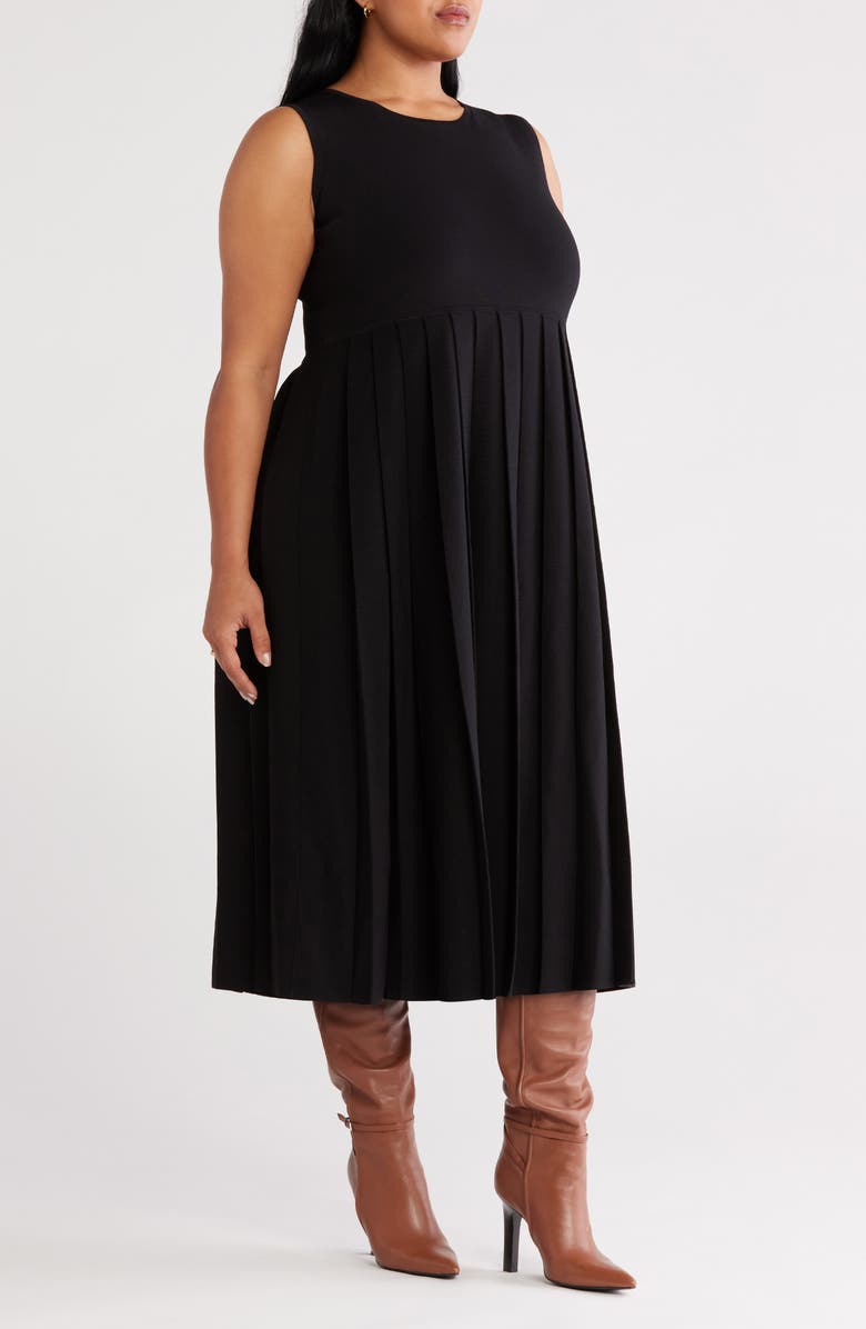 Nordstrom Sleeveless Pleated Sweater Dress, Alternate, color, Black