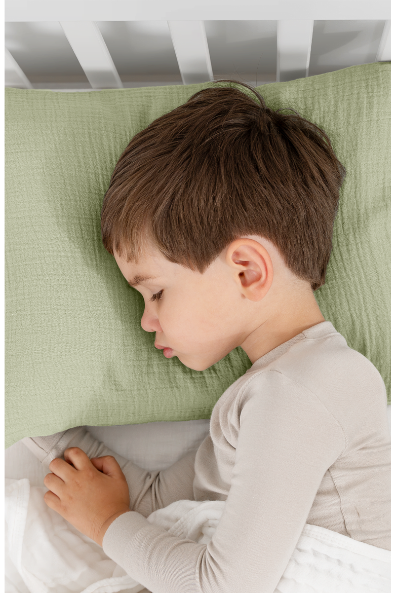 Toddler Pillows with Soft Muslin Pillow Case, Pack of 2, Alternate, color, Sage