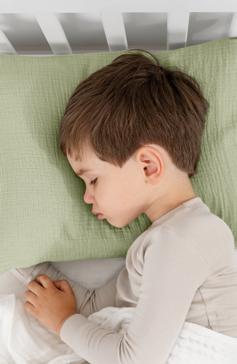 Comfy Cubs Toddler Pillows with Soft Muslin Pillow Case, Pack of 2, Alternate, color, Sage