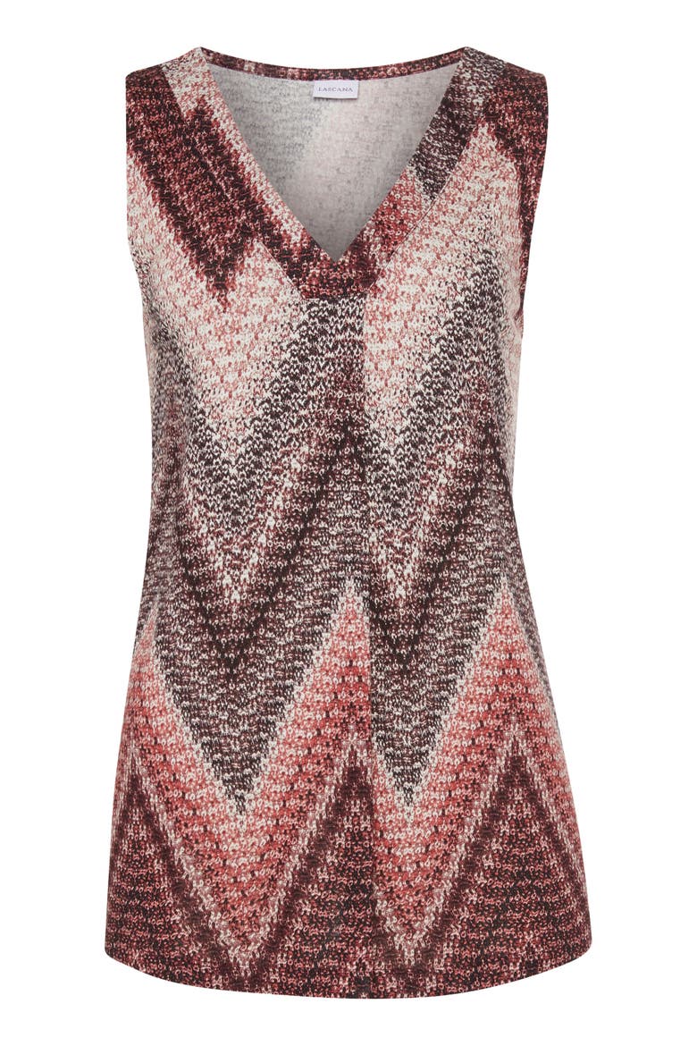 Printed V-Neck Tank Top, Alternate, color, Bordeaux Multi