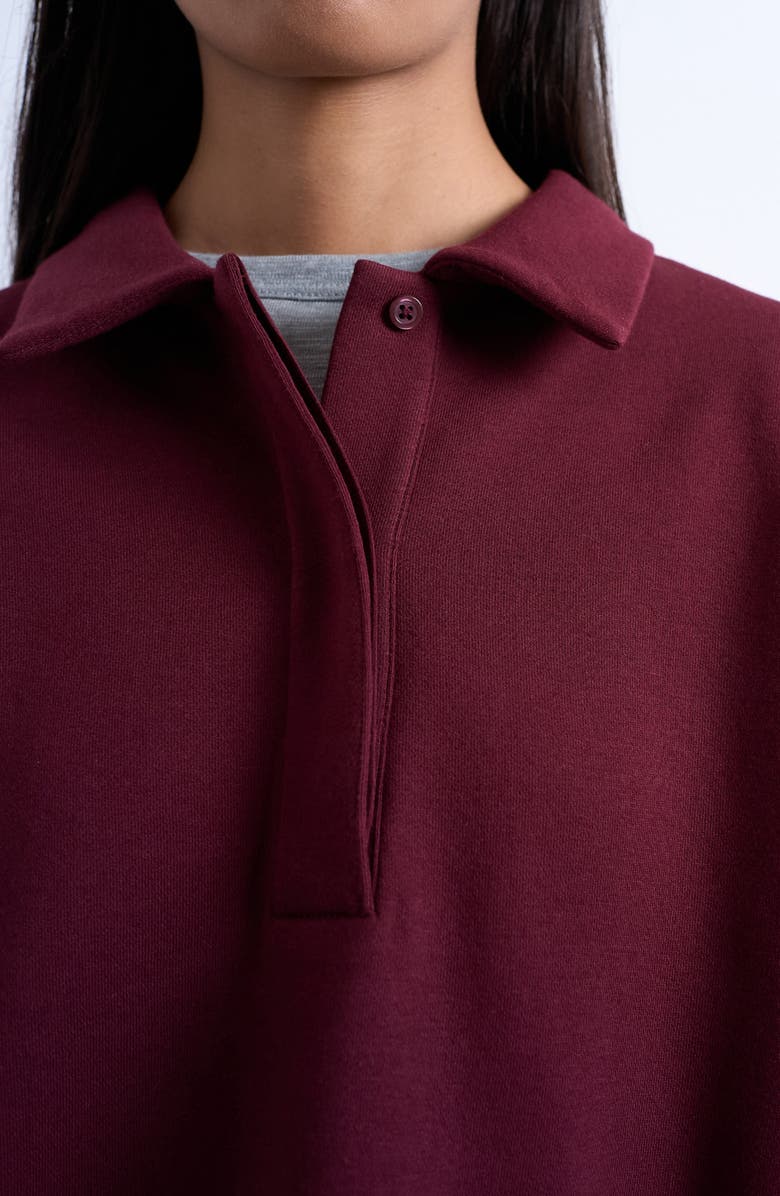 Topshop Oversize Polo Sweatshirt, Alternate, color, Burgundy
