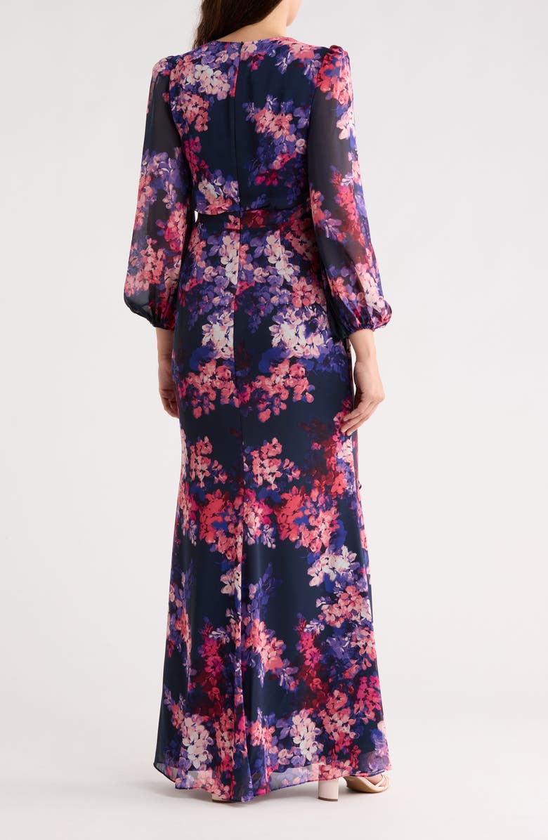 Eliza J Long Sleeve Maxi Dress, Alternate, color, Navy
