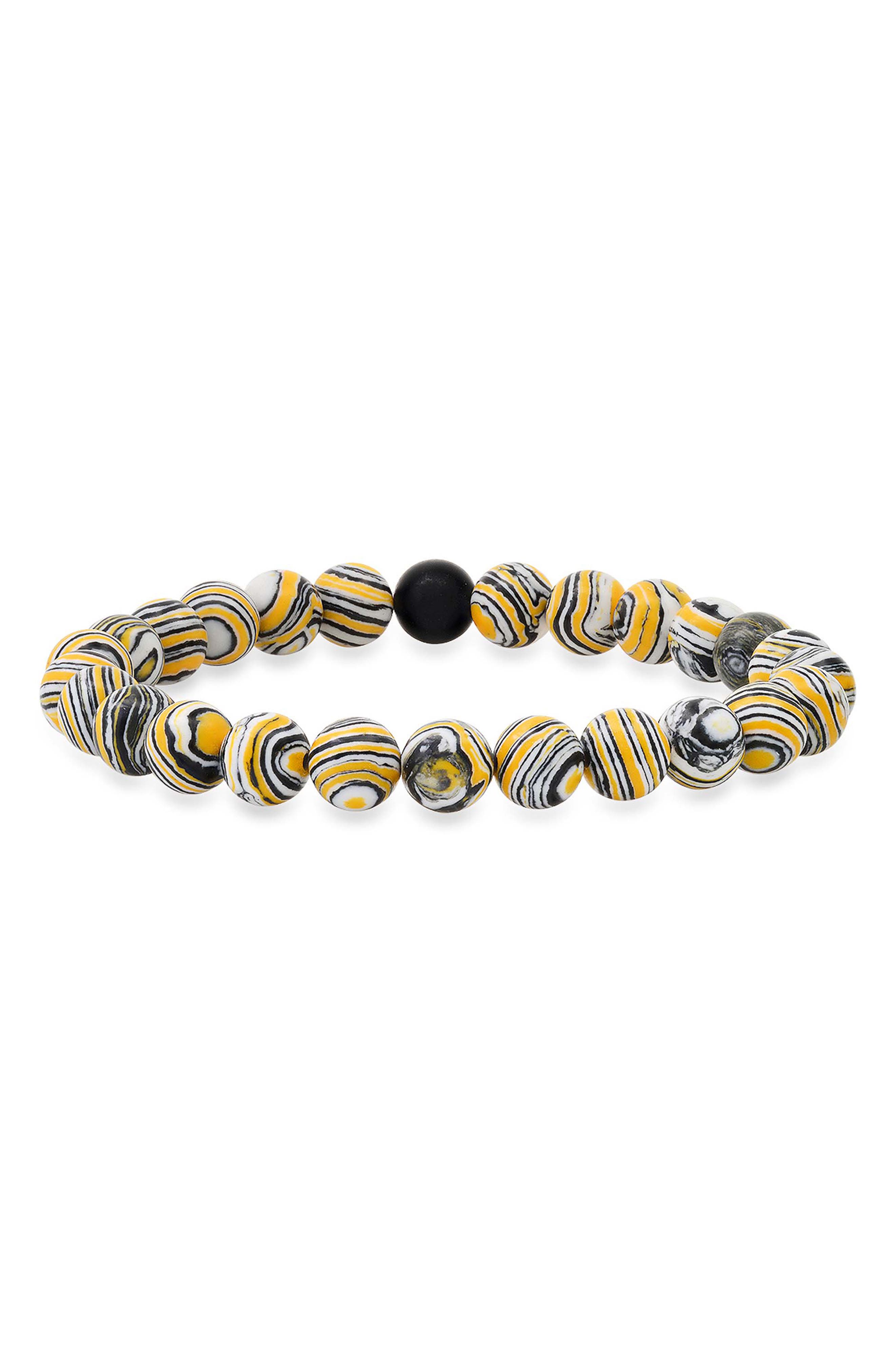 Men's Patterned Bead Stretch Bracelet